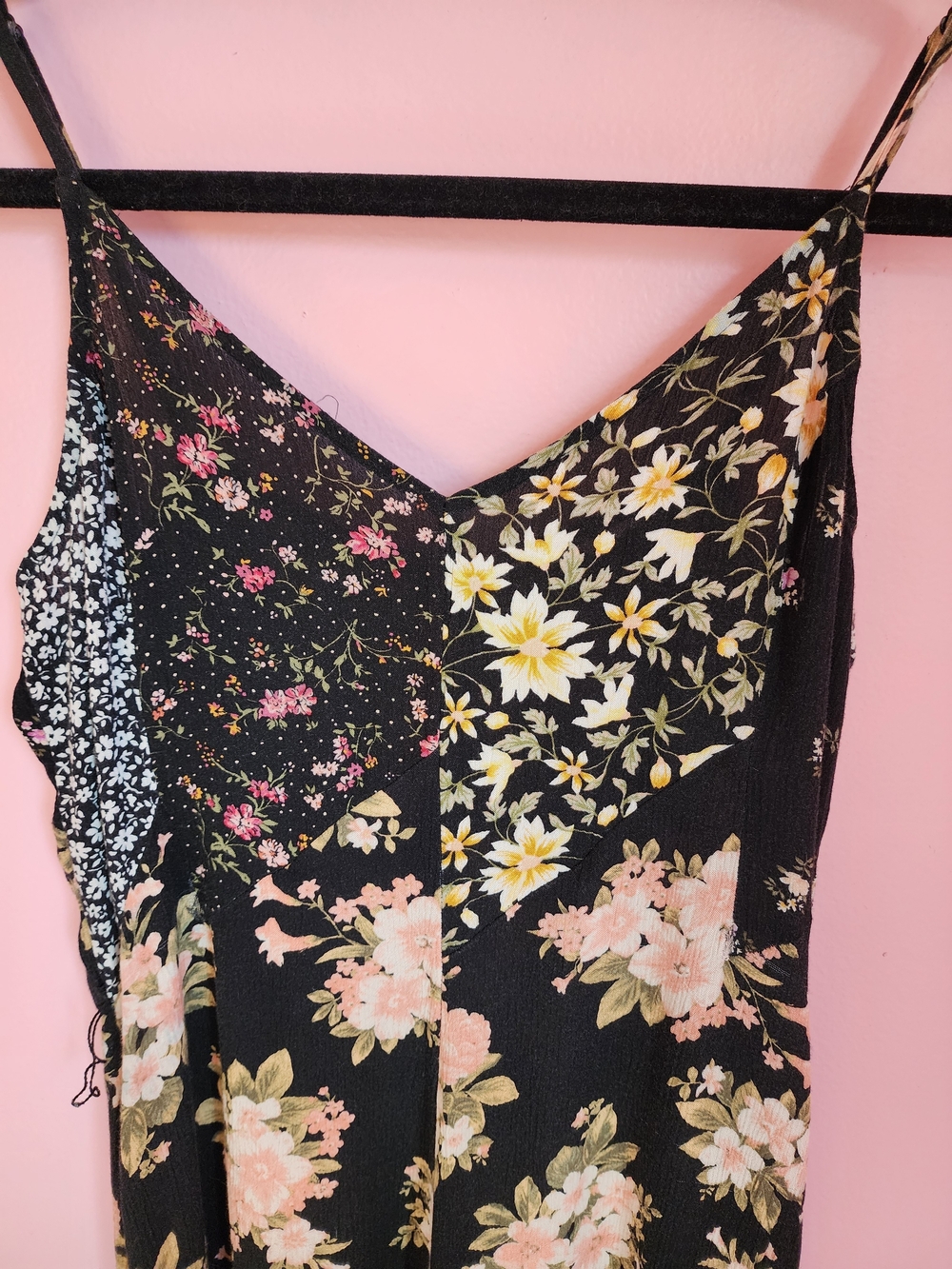 Floral Patchwork Flared Wide-Leg Jumpsuit Romper Romantic Boho Women's Medium - Picture 7 of 12